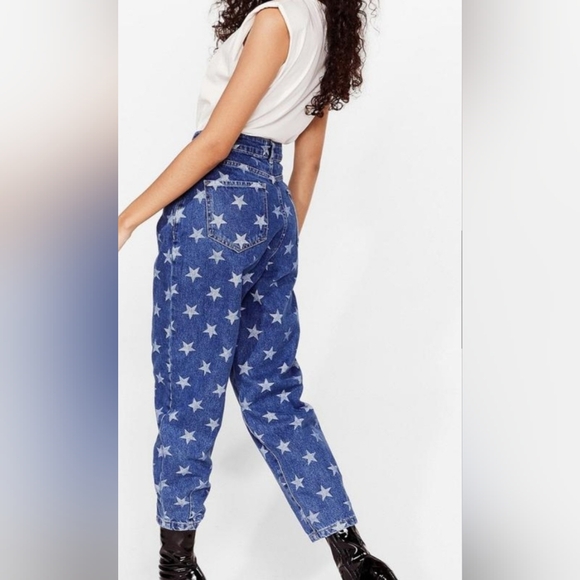 Nasty Gal Star Print High Rise Jeans Denim - Picture 5 of 8
